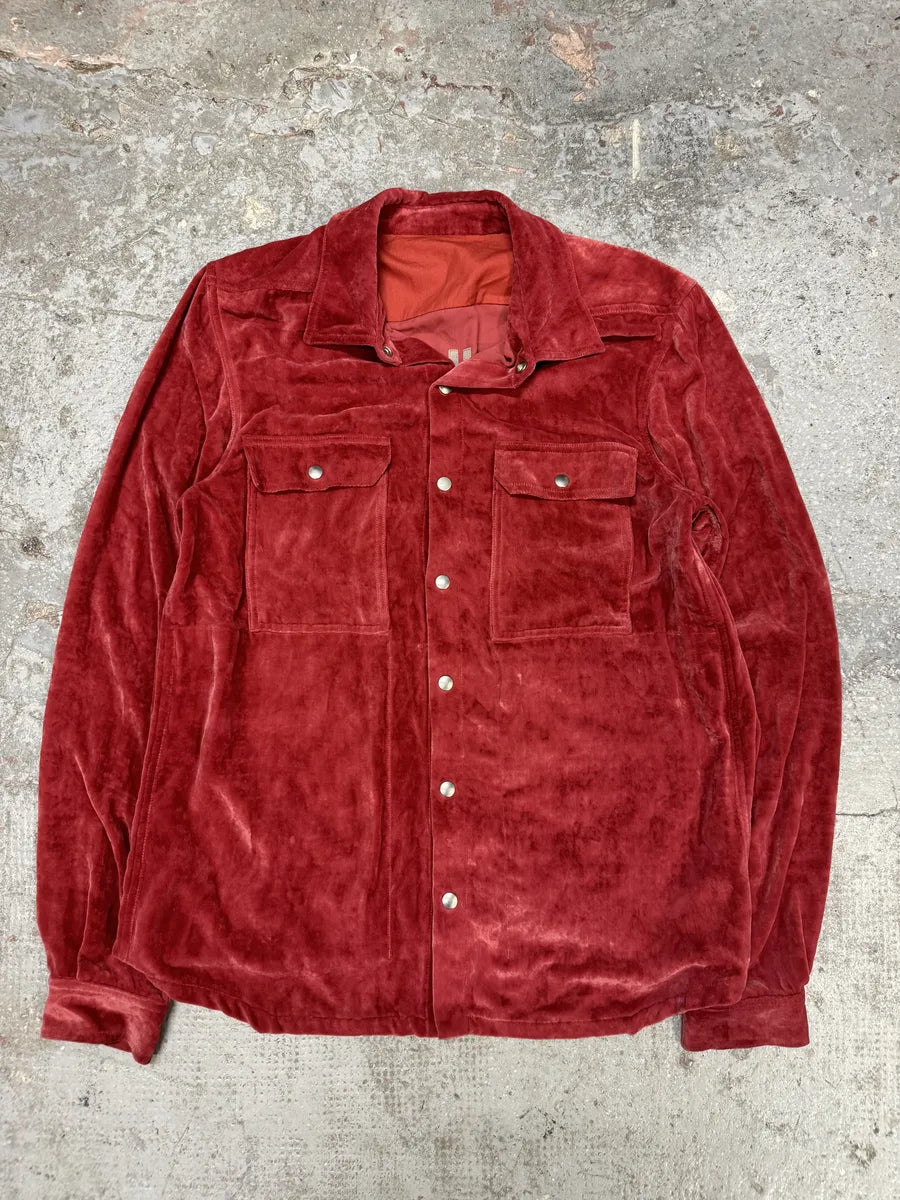 FW2021 Rick Owens Red Velvet Shirt VHgOIqA 0