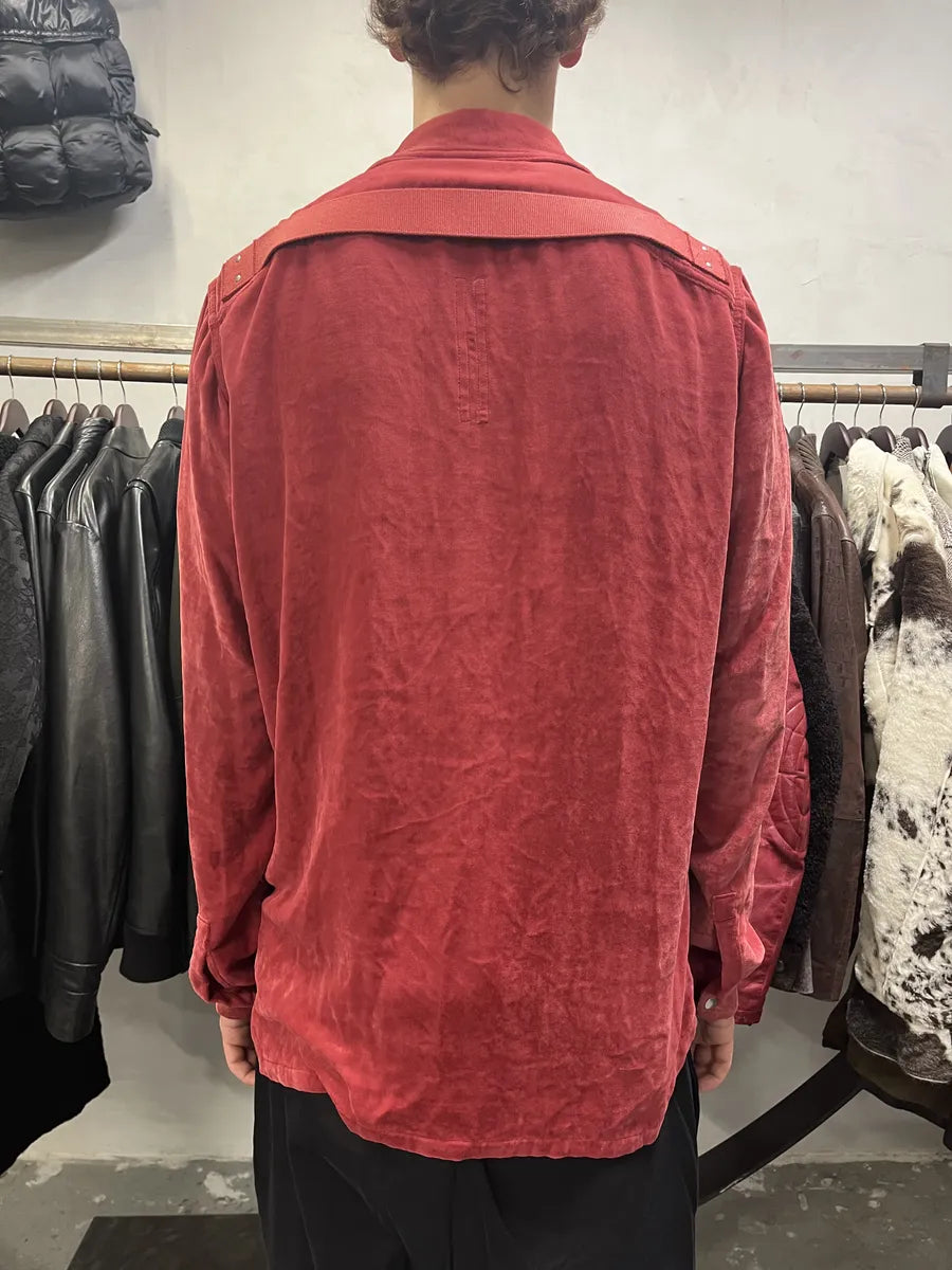 FW2021 Rick Owens Red Velvet Shirt VHgOIqA 2