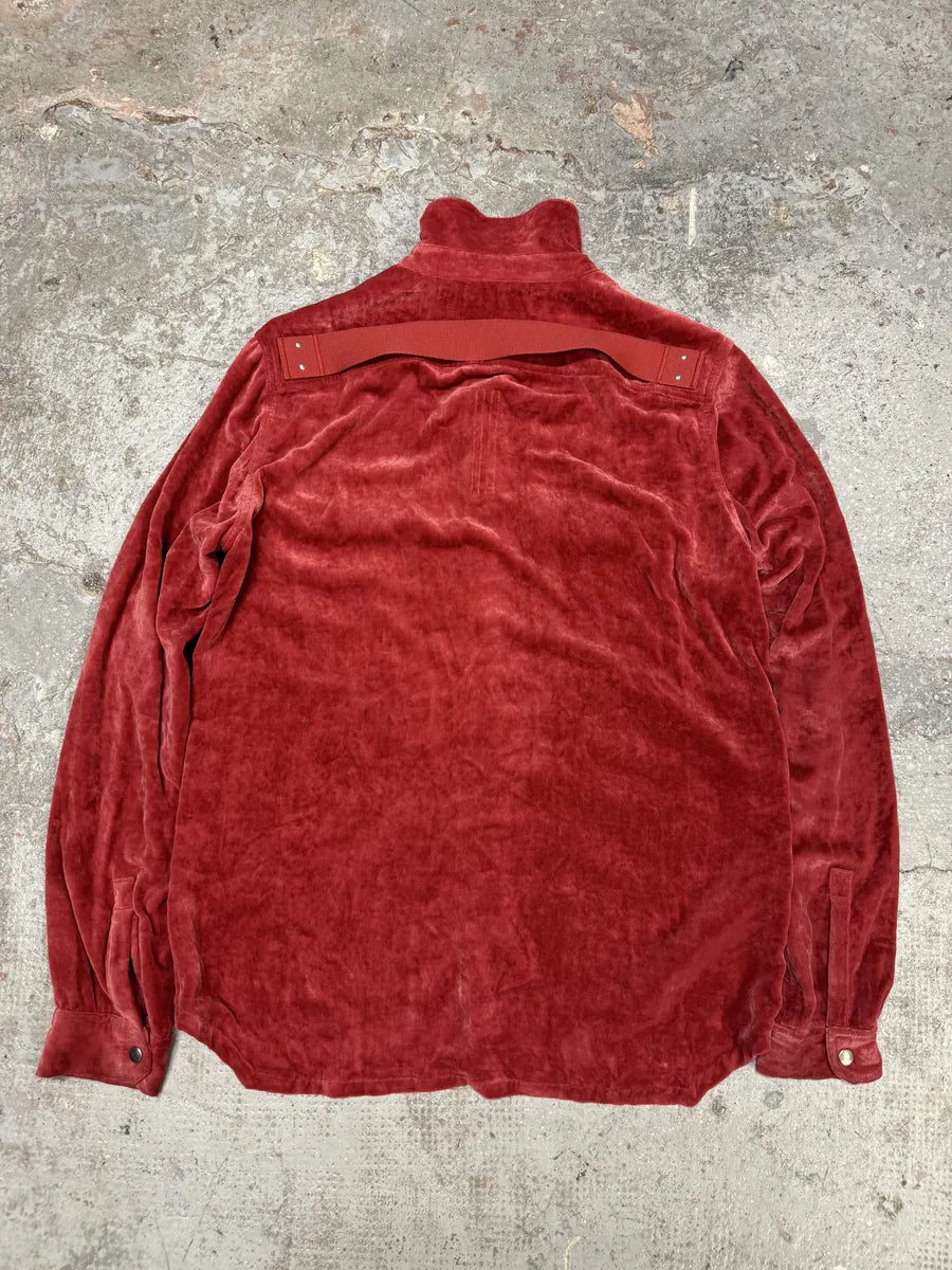 FW2021 Rick Owens Red Velvet Shirt VHgOIqA 3