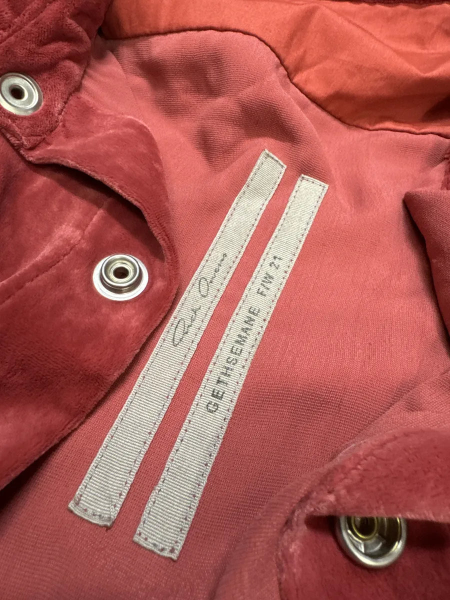FW2021 Rick Owens Red Velvet Shirt VHgOIqA 5
