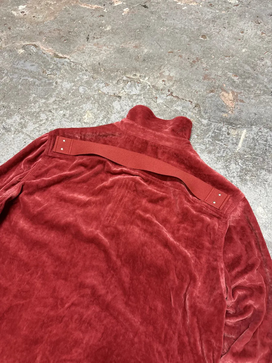 FW2021 Rick Owens Red Velvet Shirt VHgOIqA 7