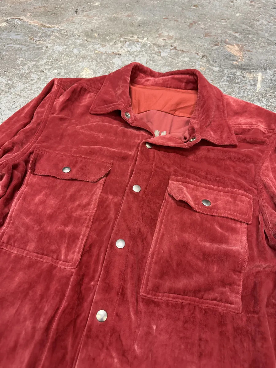 FW2021 Rick Owens Red Velvet Shirt VHgOIqA 8