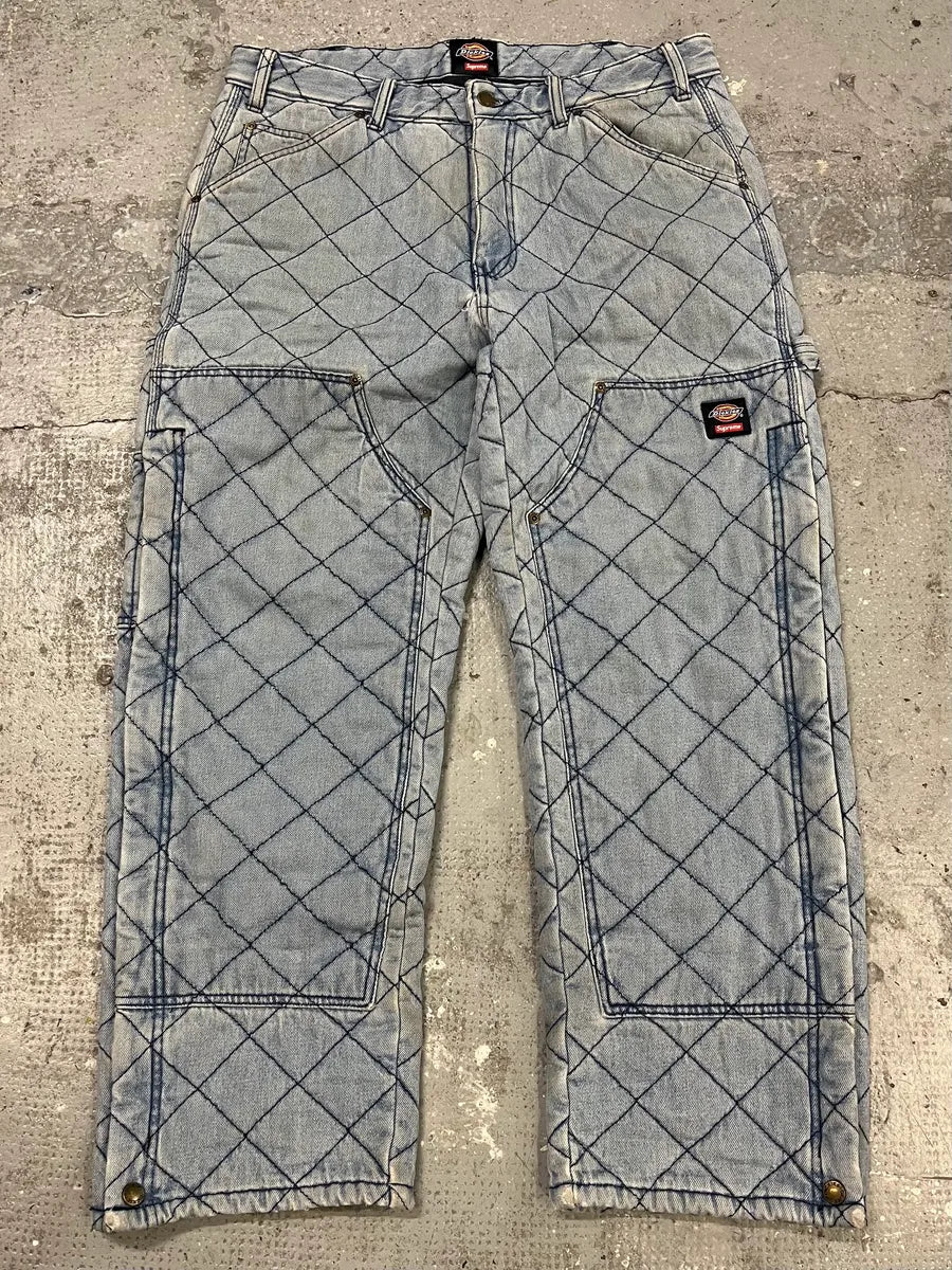 FW2021 Supreme Dickies Blue Denim Double Knee Quilted Jeans