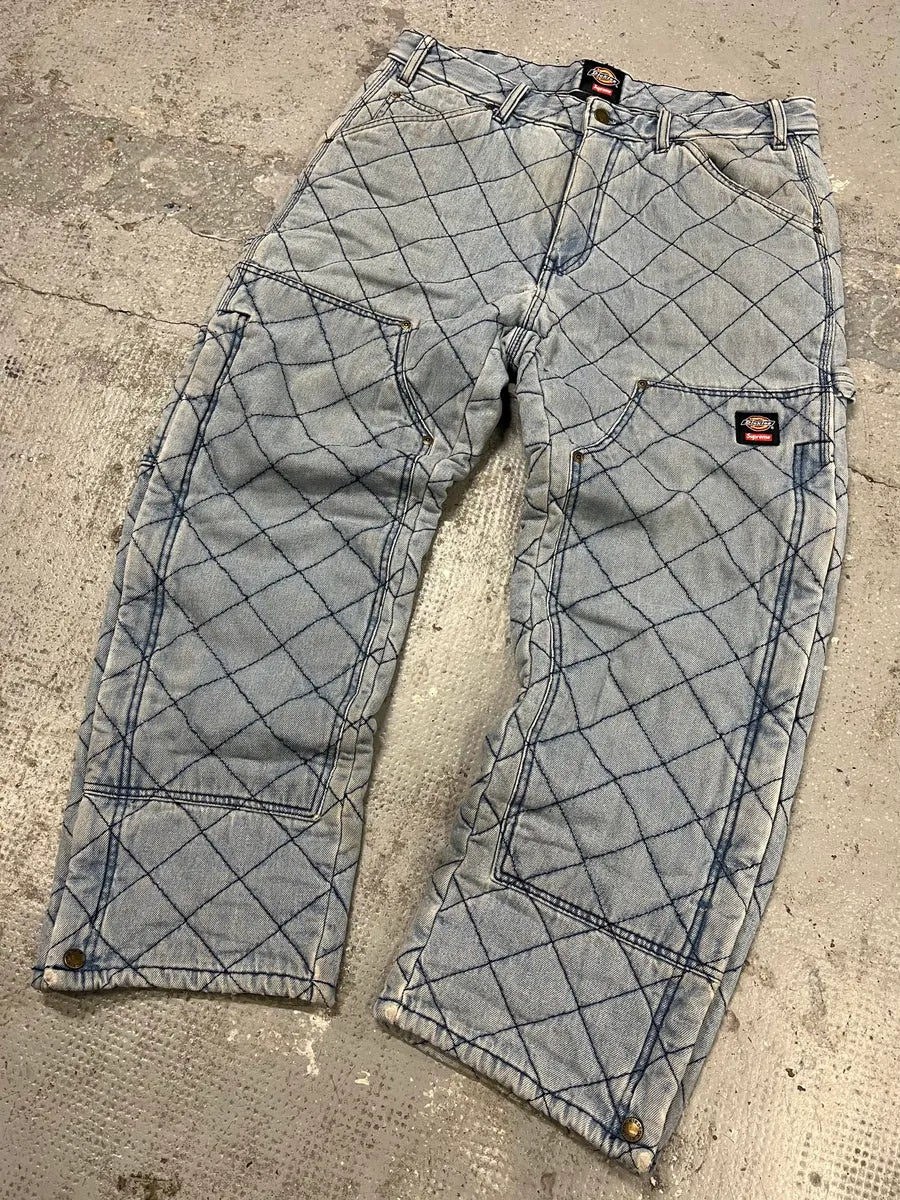 FW2021 Supreme Dickies Blue Denim Double Knee Quilted Jeans (M/L) OeQIGmV 3