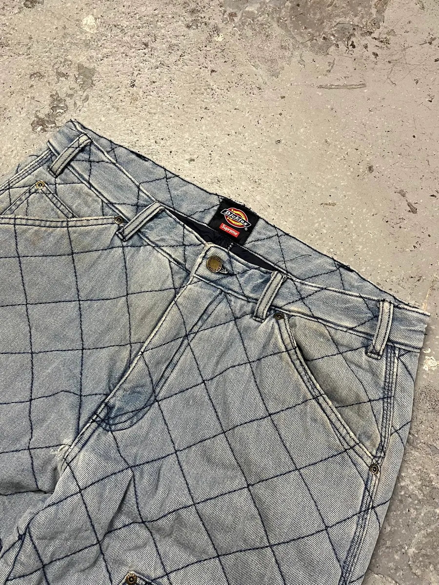 FW2021 Supreme Dickies Blue Denim Double Knee Quilted Jeans (M/L) OeQIGmV 5