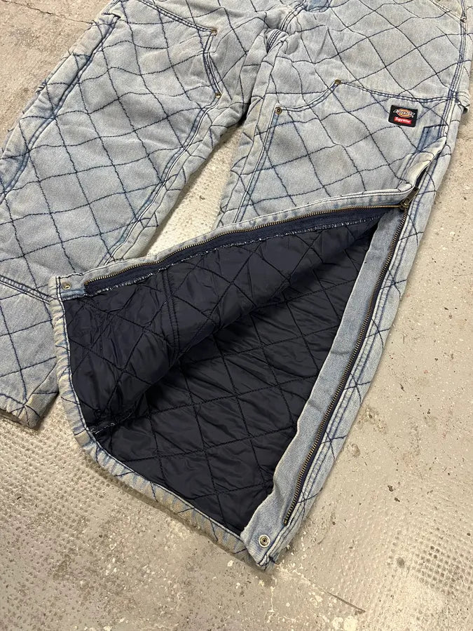 FW2021 Supreme Dickies Blue Denim Double Knee Quilted Jeans