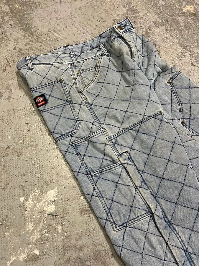 FW2021 Supreme Dickies Blue Denim Double Knee Quilted Jeans (M/L) OeQIGmV 9