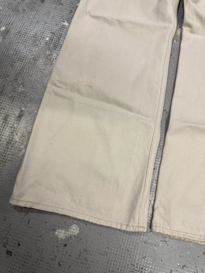 FW2022 Acne Studios White Destroyed Baggy White Denim Jeans (XS/S) juztVIv 10