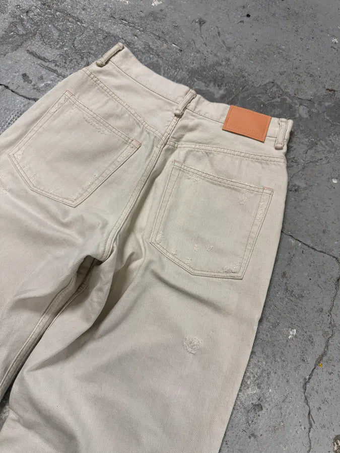 FW2022 Acne Studios White Destroyed Baggy White Denim Jeans juztVIv 11