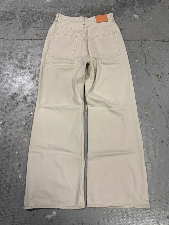 FW2022 Acne Studios White Destroyed Baggy White Denim Jeans (XS/S) juztVIv 2