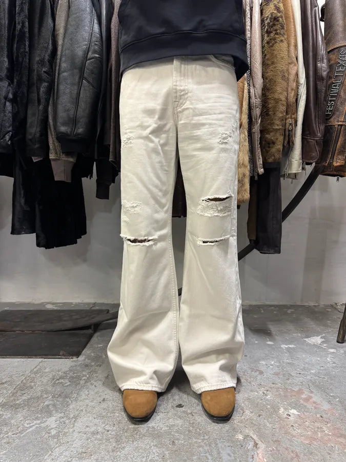 FW2022 Acne Studios White Destroyed Baggy White Denim Jeans juztVIv 4