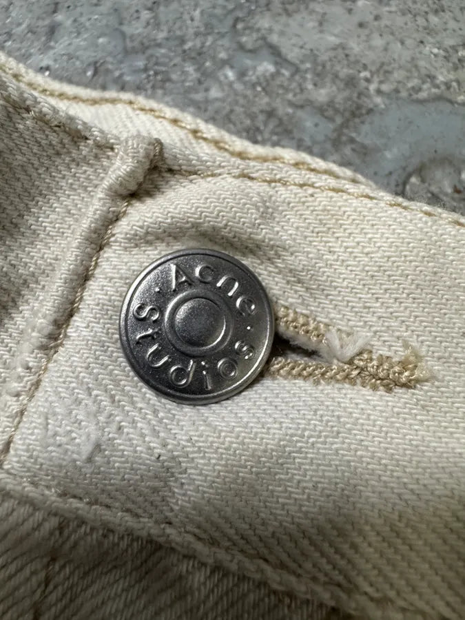 FW2022 Acne Studios White Destroyed Baggy White Denim Jeans juztVIv 6