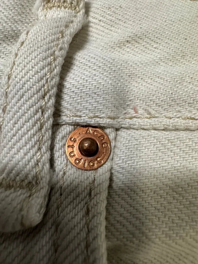 FW2022 Acne Studios White Destroyed Baggy White Denim Jeans juztVIv 7