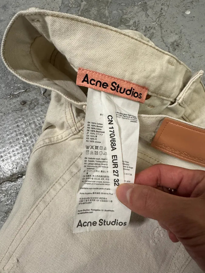 FW2022 Acne Studios White Destroyed Baggy White Denim Jeans juztVIv 8