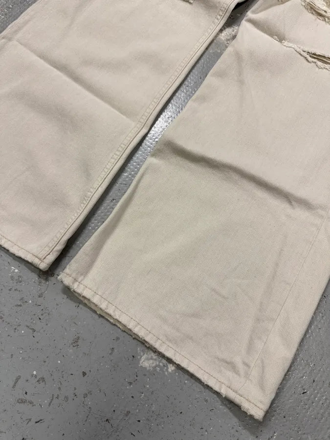 FW2022 Acne Studios White Destroyed Baggy White Denim Jeans juztVIv 9