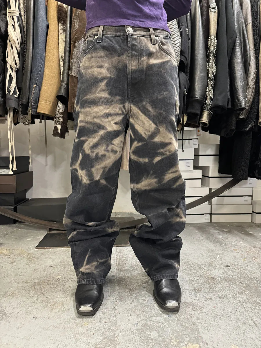 FW2022 Dries Van Noten Black & Beige Acid Large Pants UobScOe 0