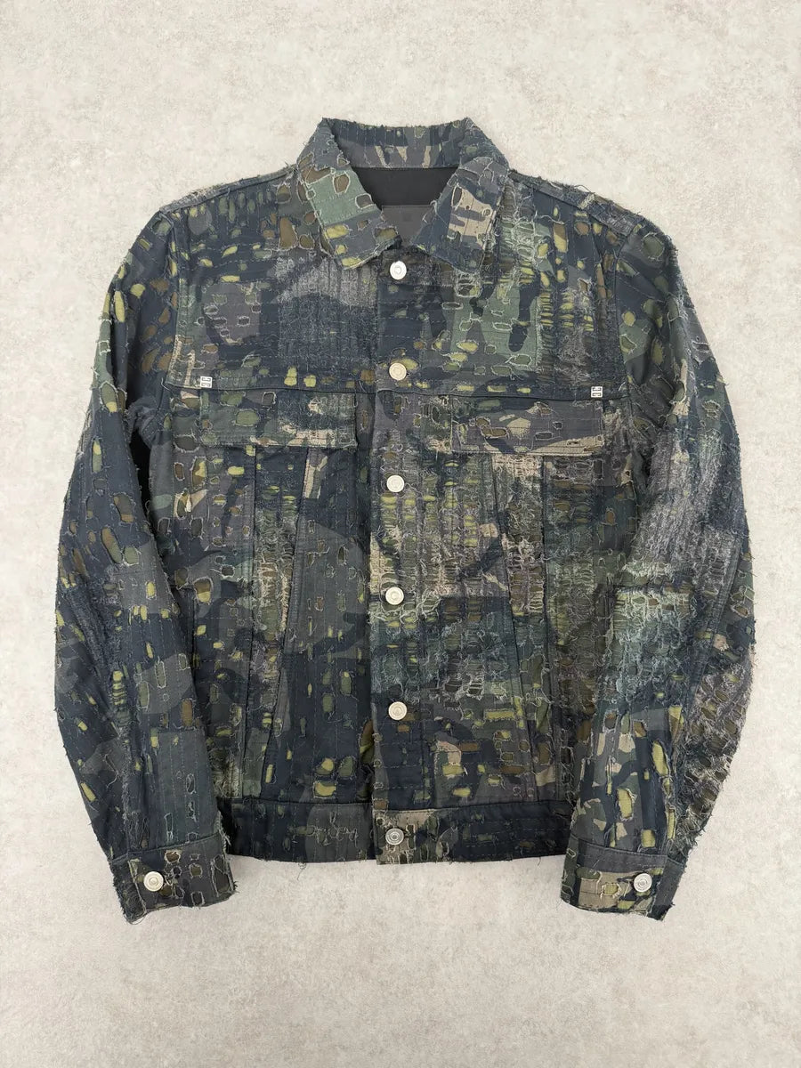 FW2022 Givenchy Boro Camo Distressed Trucker Jacket by Matthew Williams NBVpjKN 0