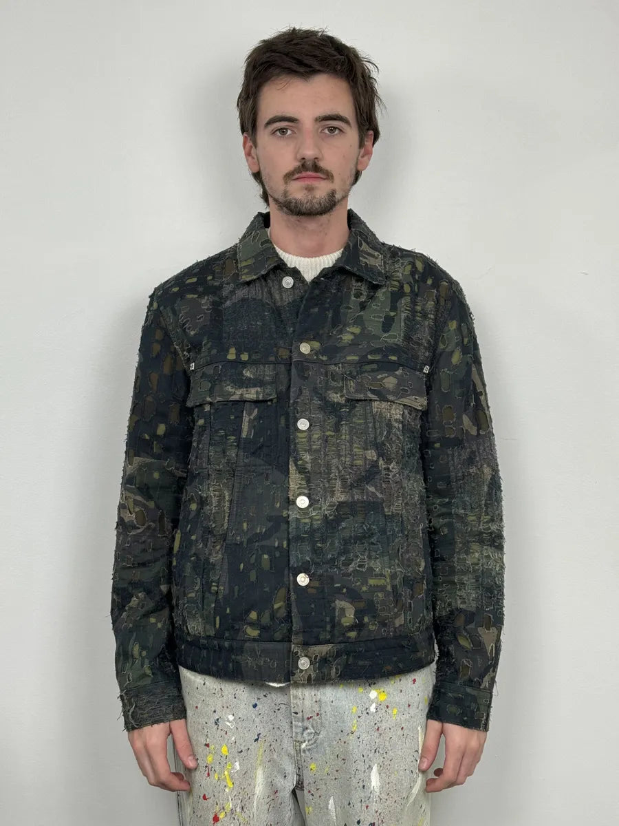 FW2022 Givenchy Boro Camo Distressed Trucker Jacket by Matthew Williams NBVpjKN 2
