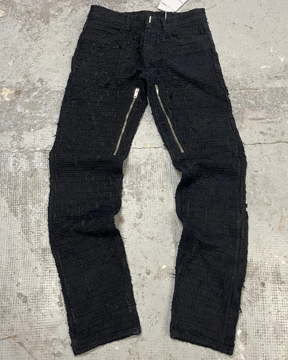 SS2021 Givenchy Slim Denim Black Front Zips Boro Pants BPtgoRS 0