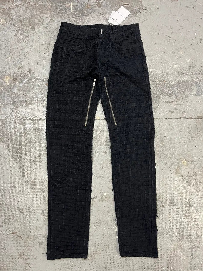 SS2021 Givenchy Slim Denim Black Front Zips Boro Pants BPtgoRS 11