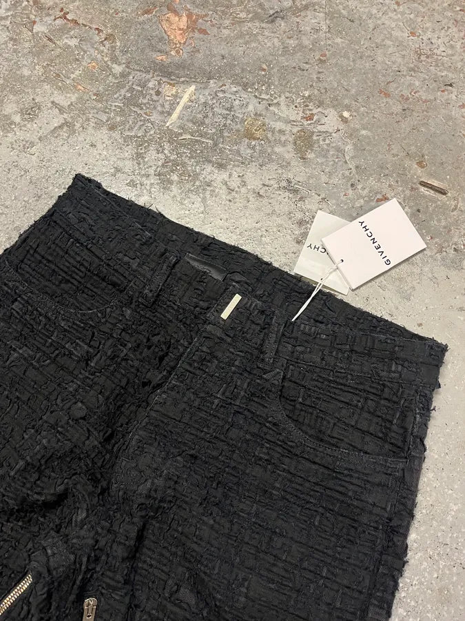 SS2021 Givenchy Slim Denim Black Front Zips Boro Pants BPtgoRS 4