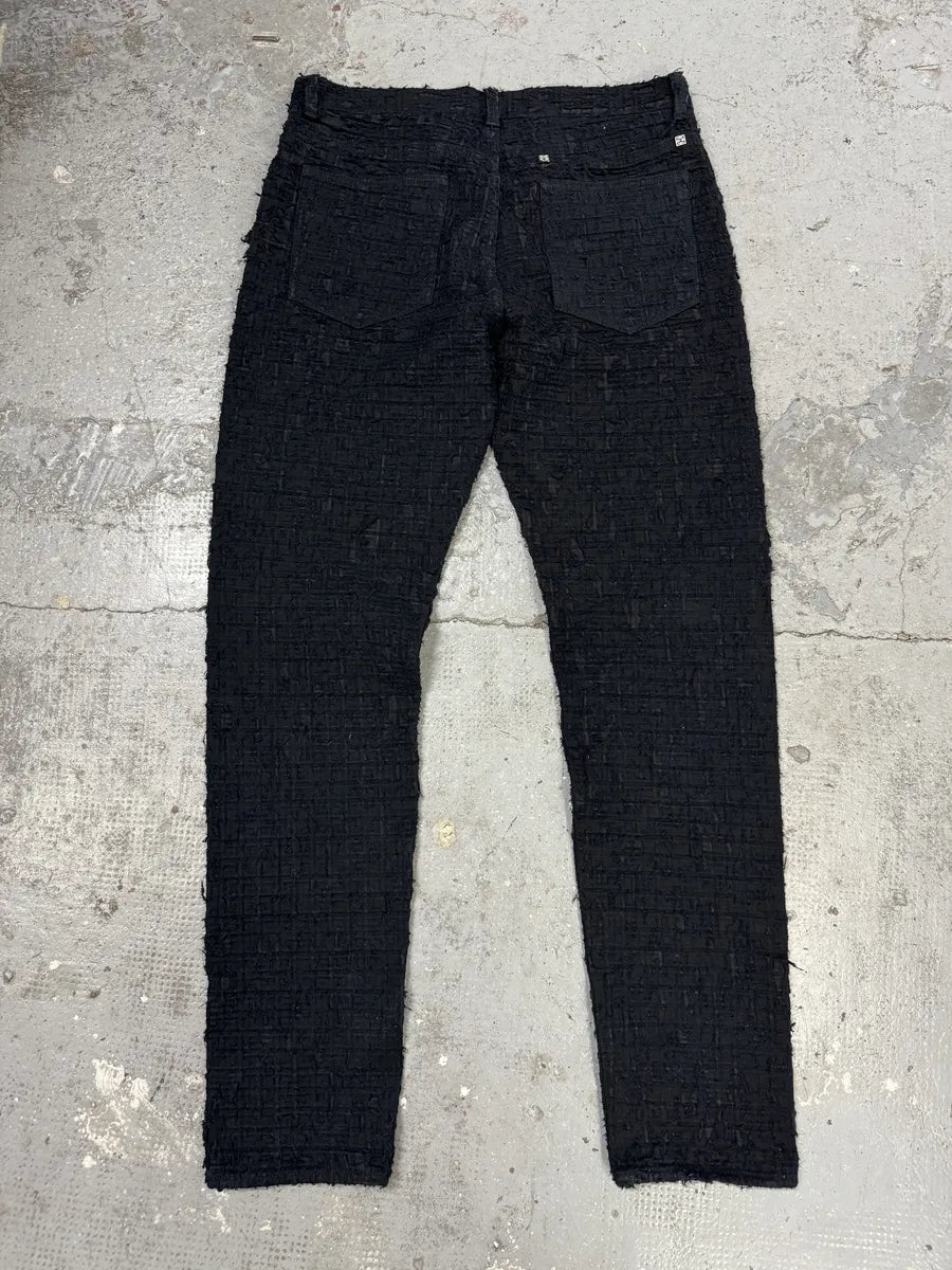 FW2022 Givenchy Slim Denim Black Front Zips Boro Pants (L) COqmGOA 3