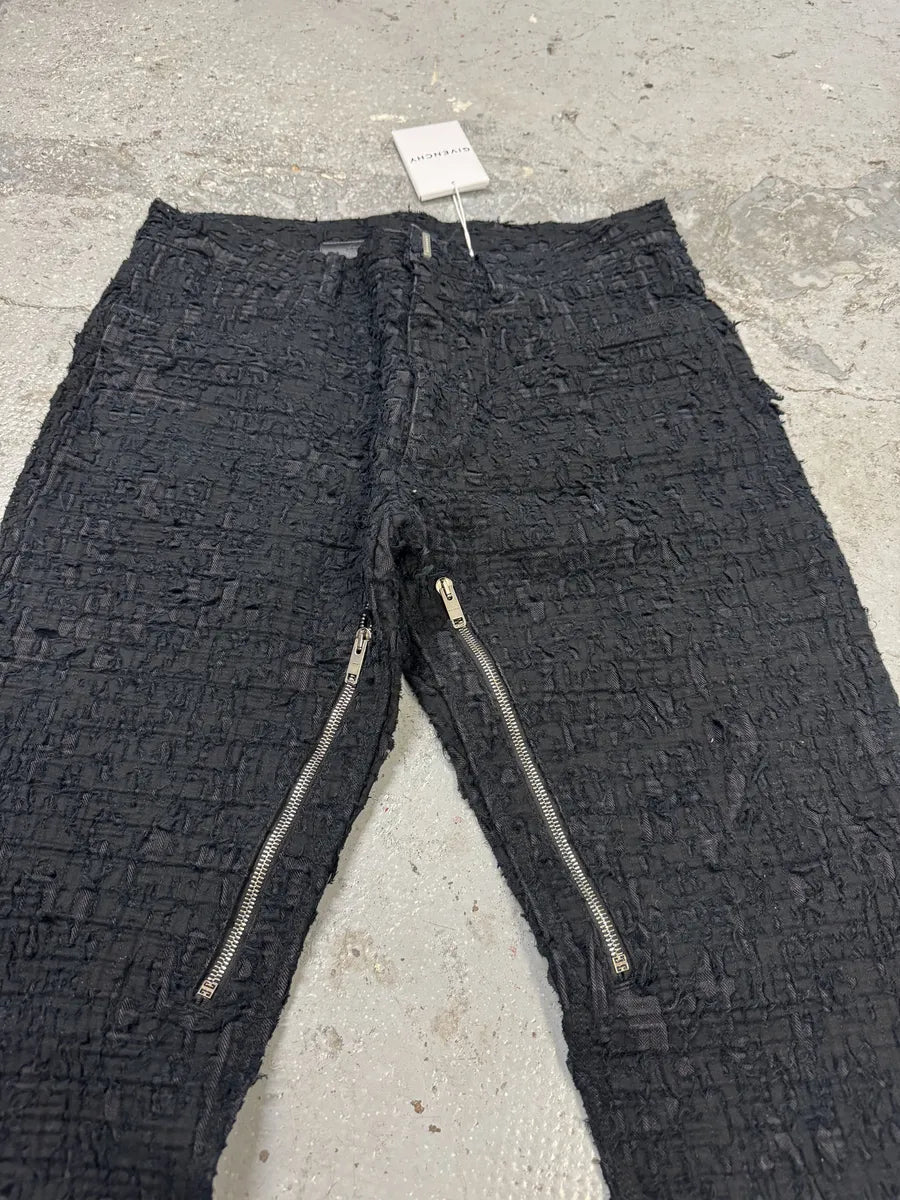 FW2022 Givenchy Slim Denim Black Front Zips Boro Pants (L) COqmGOA 8