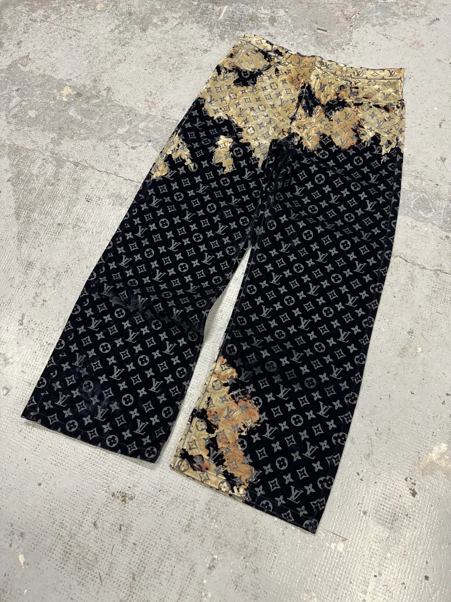 FW2023 Louis Vuitton Bleach Effect Monogram Navy Denim Pants ZWcIkIy 6