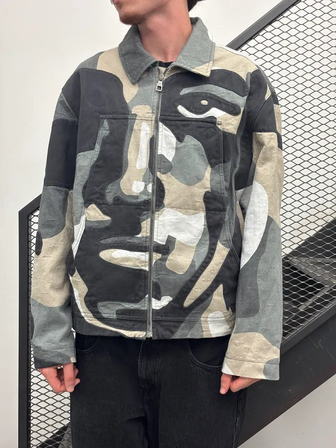 FW2023 Louis Vuitton Kidsuper Grey Face Denim Multi-Pocket Jacket jpAHcKn 2