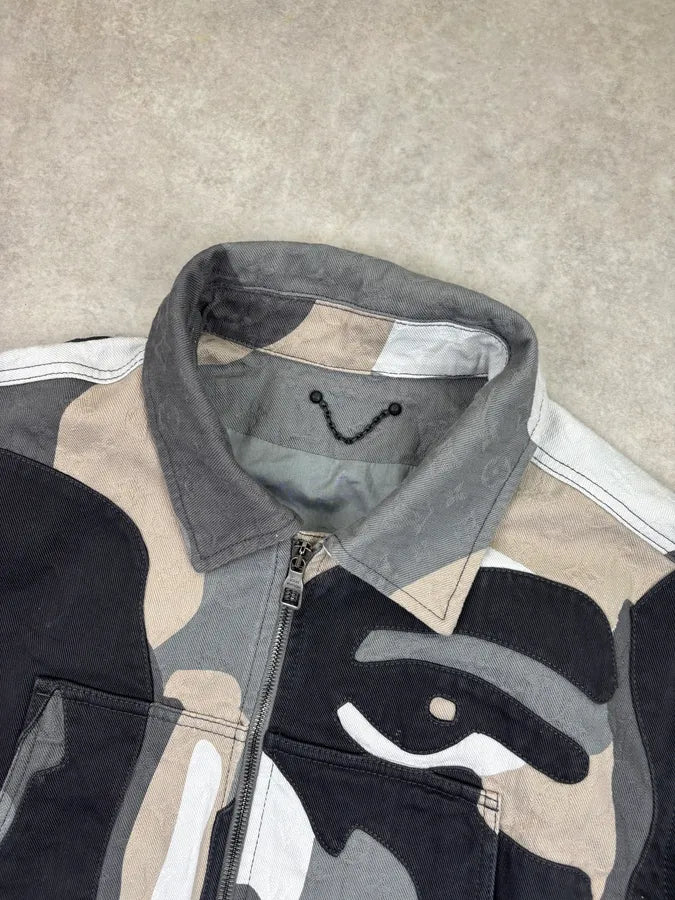 FW2023 Louis Vuitton Kidsuper Grey Face Denim Multi-Pocket Jacket jpAHcKn 4
