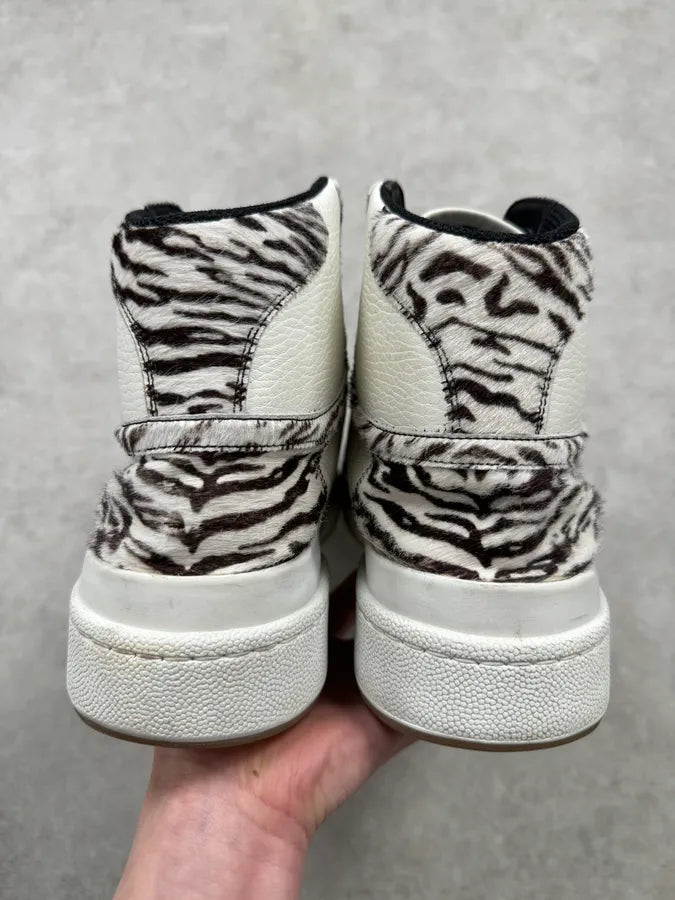 FW2023 Saint Laurent Zebra Fur White Leather High Sneakers stFvzVk 6