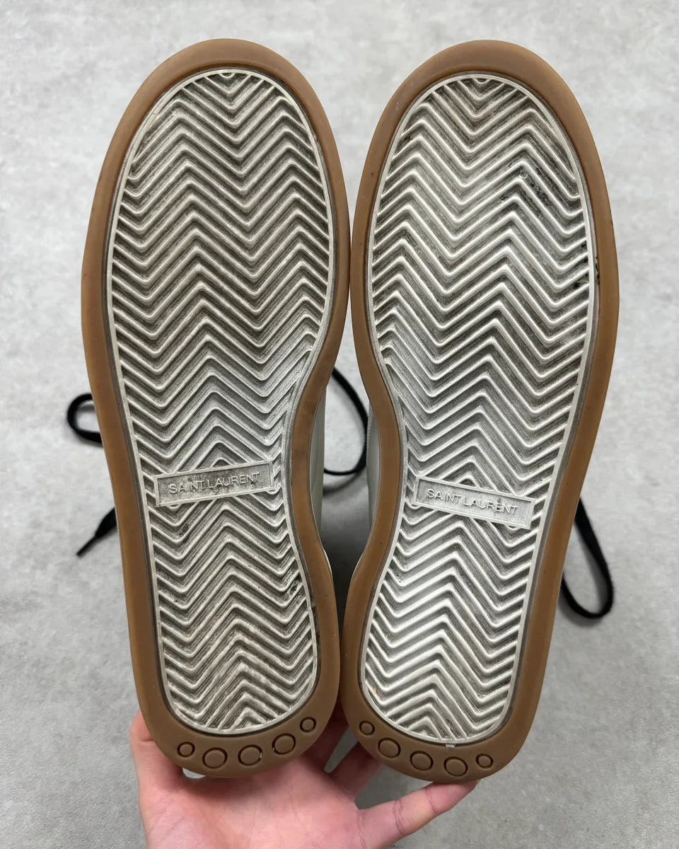 FW2023 Saint Laurent Zebra Fur White Leather High Sneakers stFvzVk 7