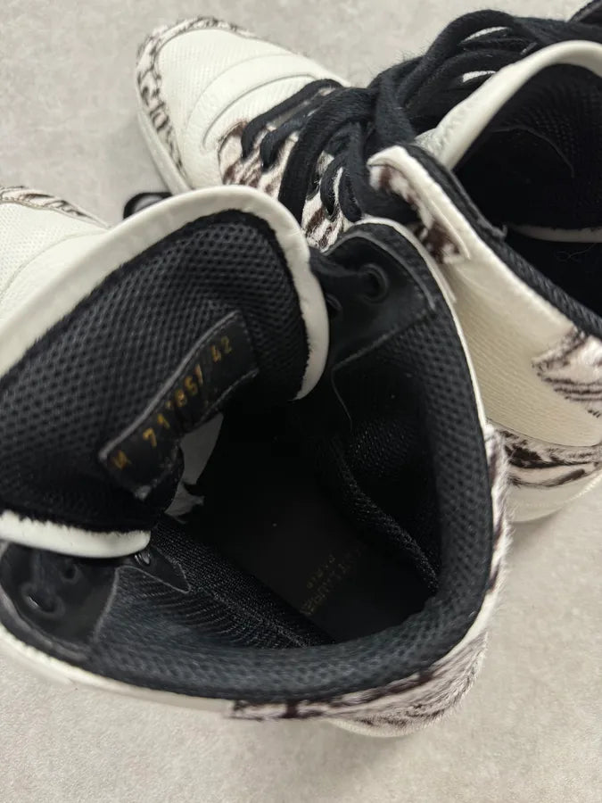 FW2023 Saint Laurent Zebra Fur White Leather High Sneakers stFvzVk 8