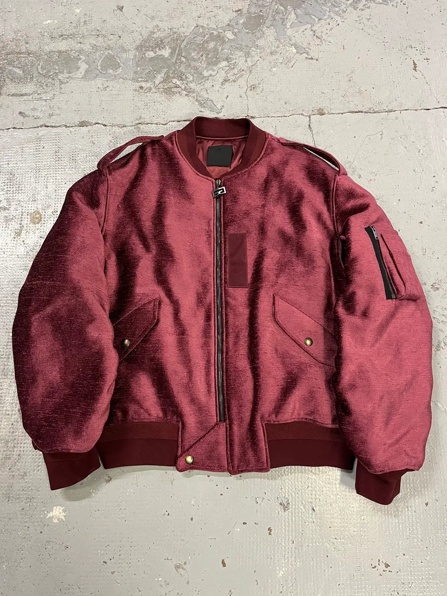 FW2024 Givenchy Bordeaux Velvet Bomber Jacket AmUKmAl 0