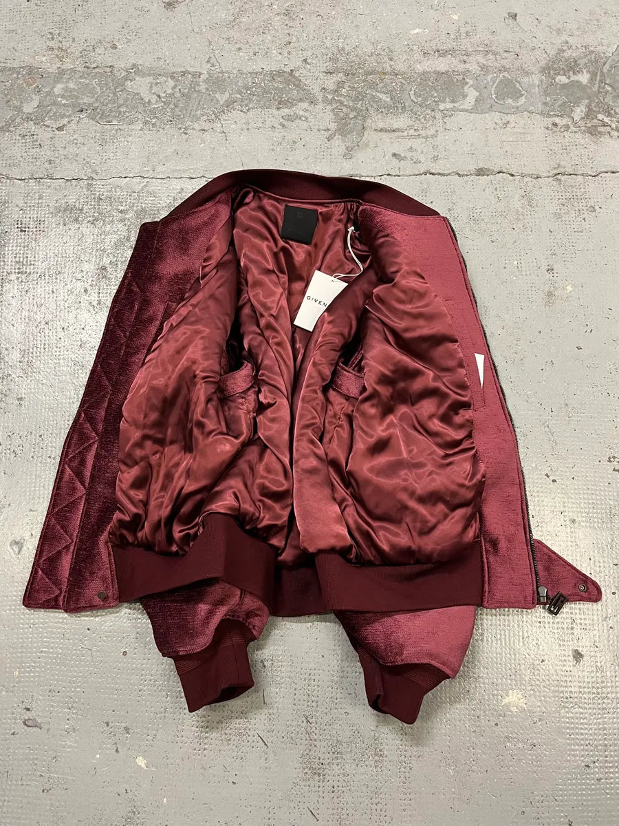 FW2024 Givenchy Bordeaux Velvet Bomber Jacket AmUKmAl 11
