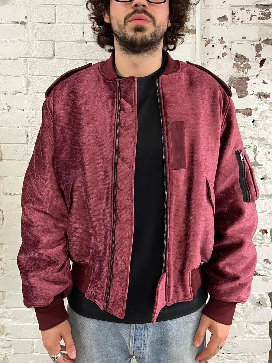 FW2024 Givenchy Bordeaux Velvet Bomber Jacket AmUKmAl 2