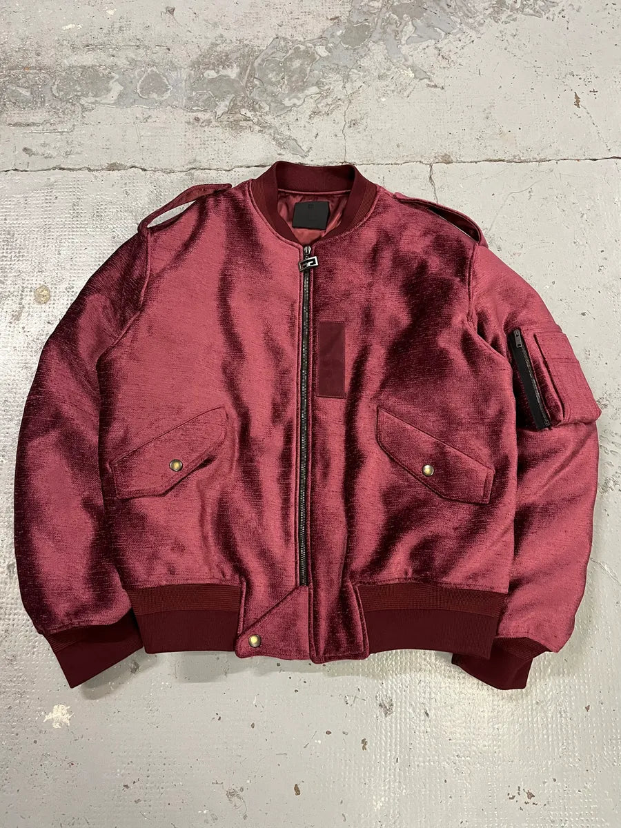 FW2024 Givenchy Bordeaux Velvet Bomber Jacket AmUKmAl 4