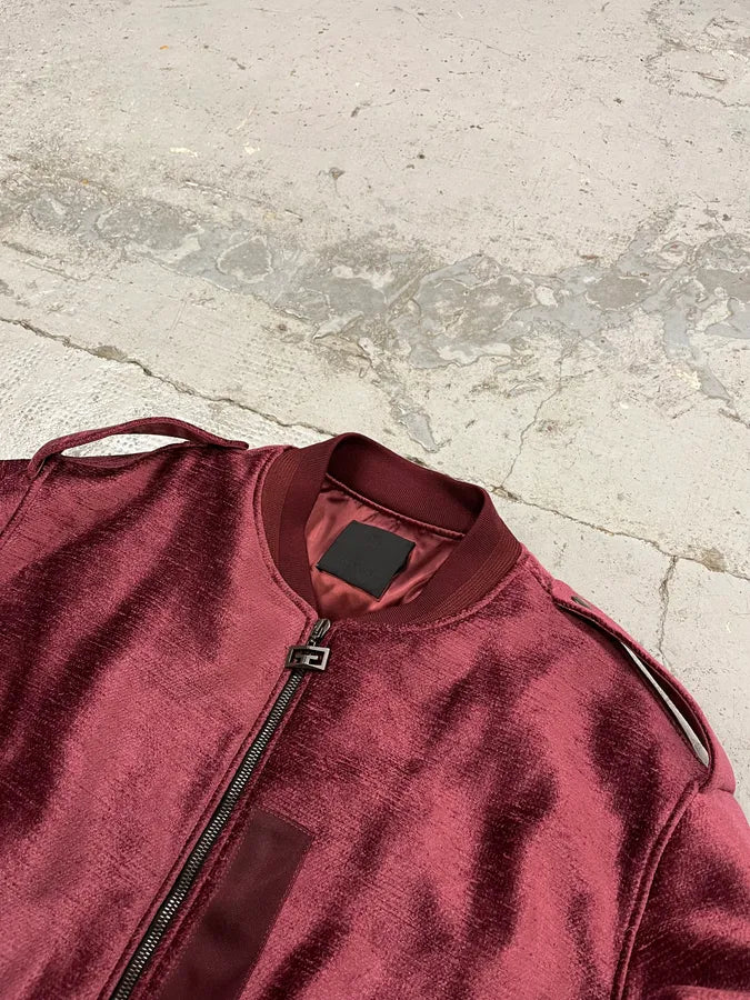 FW2024 Givenchy Bordeaux Velvet Bomber Jacket AmUKmAl 5