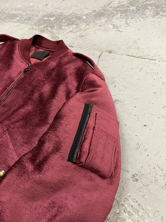 FW2024 Givenchy Bordeaux Velvet Bomber Jacket AmUKmAl 6