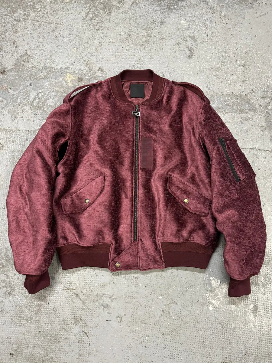 FW2024 Givenchy Bordeaux Velvet Bomber Jacket wYoAMTL 11