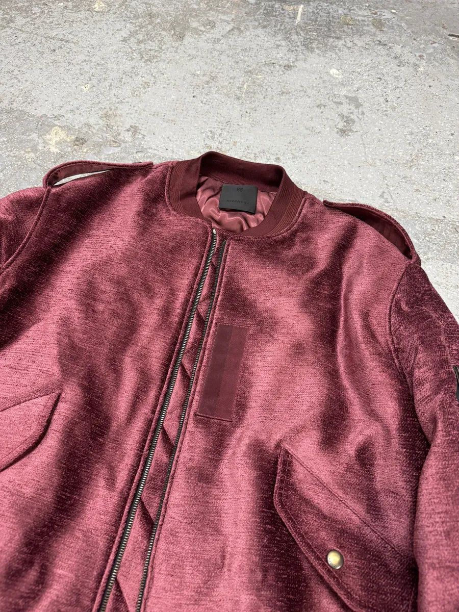 FW2024 Givenchy Bordeaux Velvet Bomber Jacket wYoAMTL 14