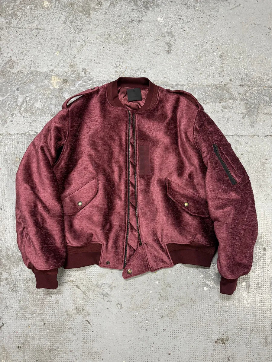 FW2024 Givenchy Bordeaux Velvet Bomber Jacket wYoAMTL 15