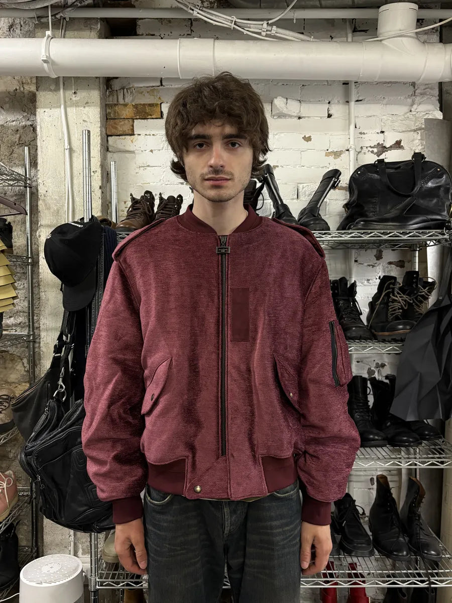FW2024 Givenchy Bordeaux Velvet Bomber Jacket wYoAMTL 2