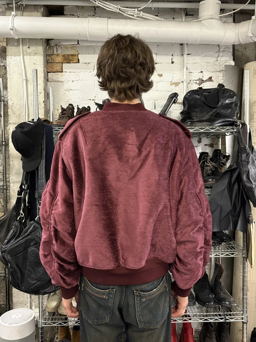 FW2024 Givenchy Bordeaux Velvet Bomber Jacket wYoAMTL 3