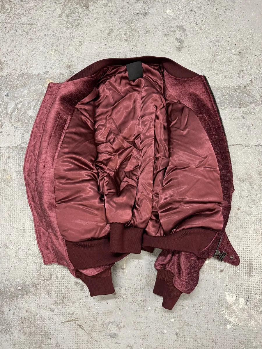 FW2024 Givenchy Bordeaux Velvet Bomber Jacket wYoAMTL 4