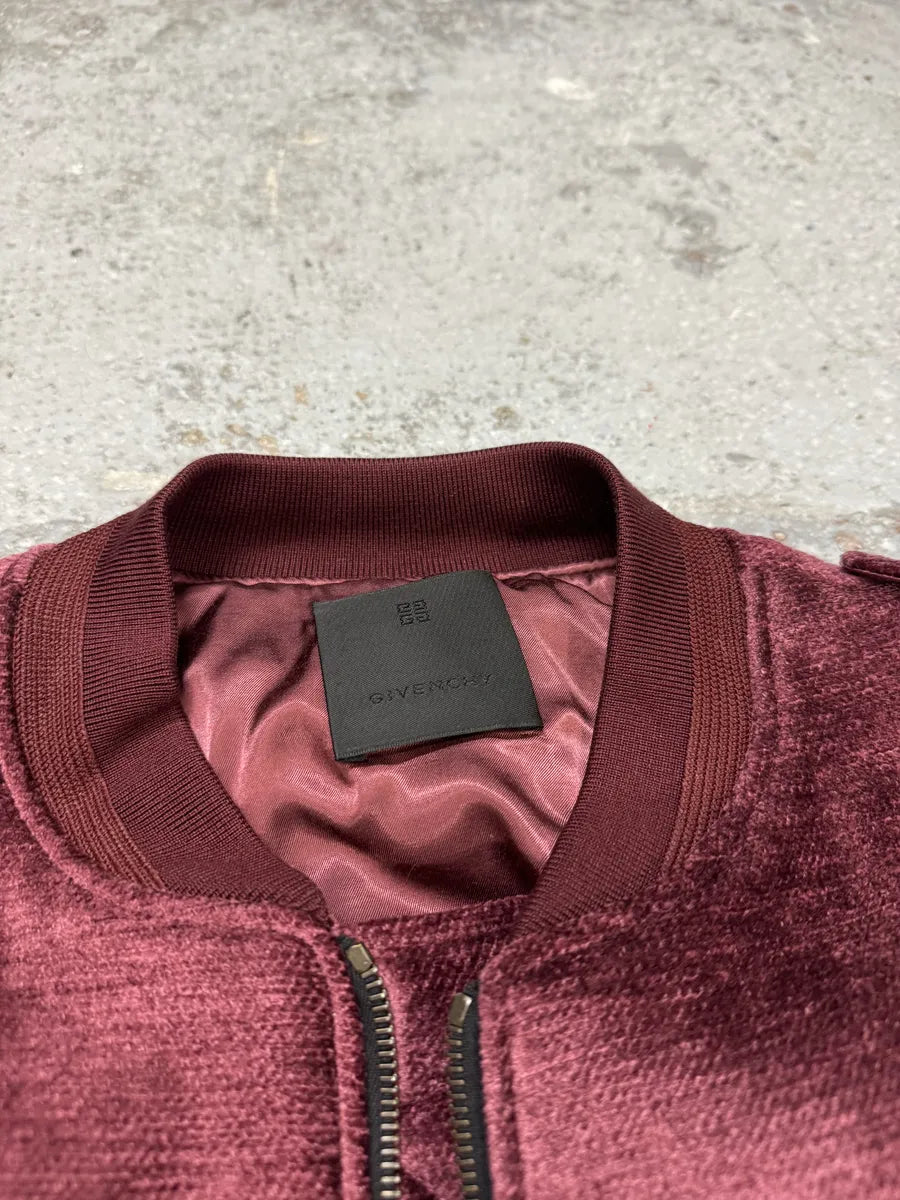 FW2024 Givenchy Bordeaux Velvet Bomber Jacket wYoAMTL 6