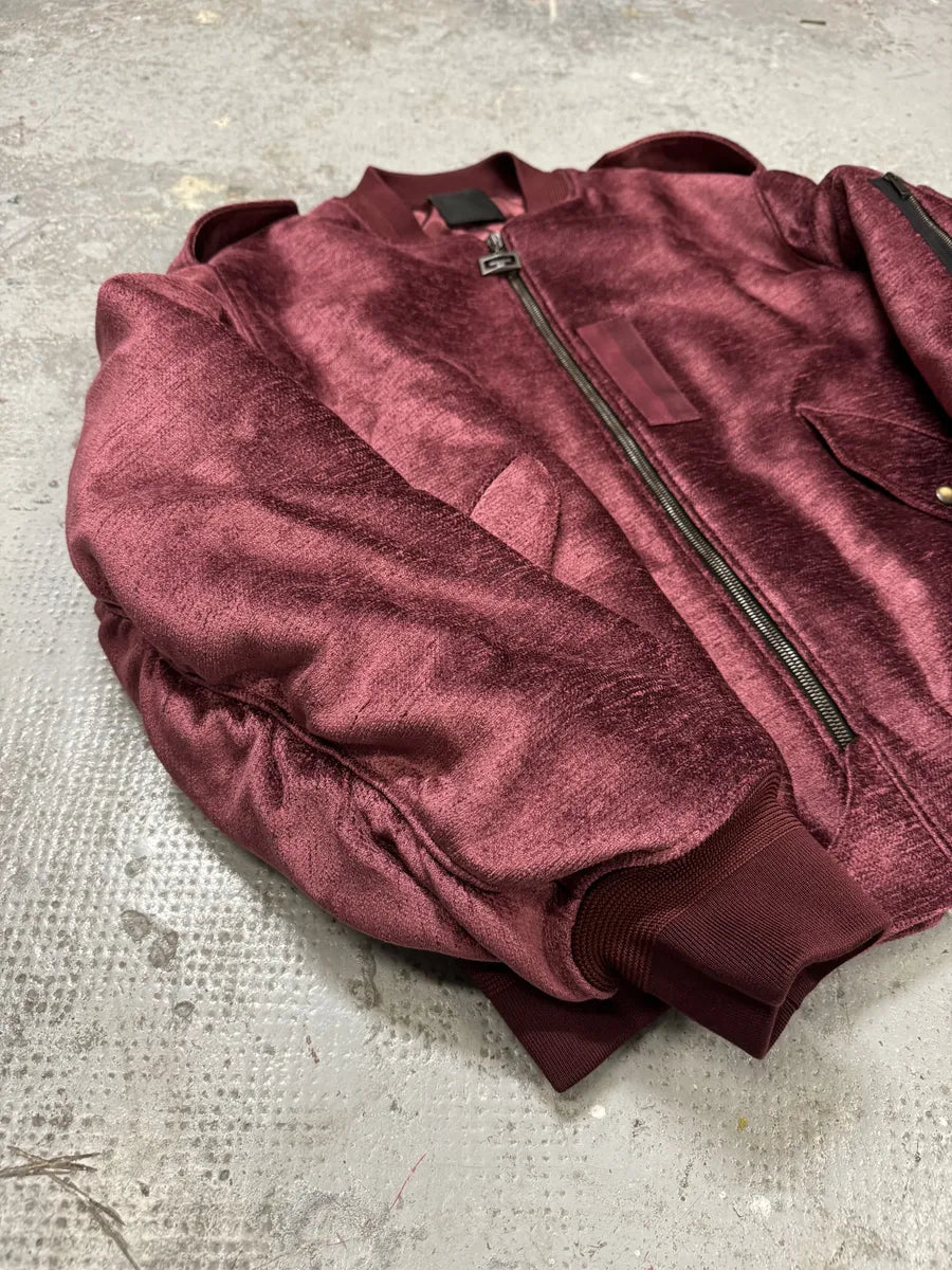 FW2024 Givenchy Bordeaux Velvet Bomber Jacket wYoAMTL 8