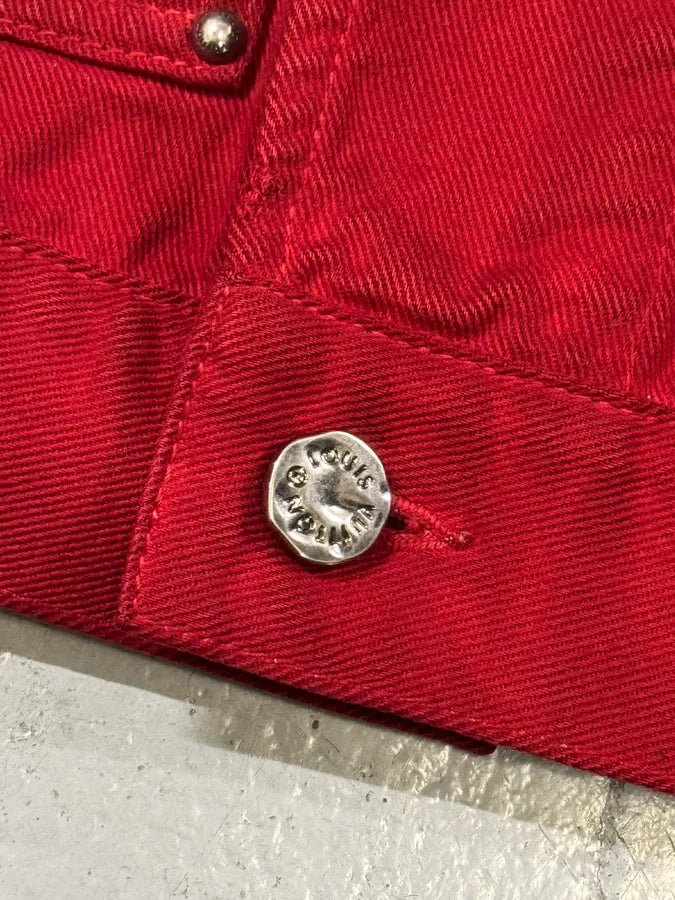 FW2024 Louis Vuitton Embroidered Red Evil Gradient Black Denim Jacket vIDXpot 10