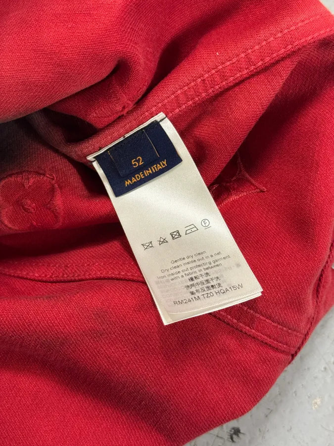 FW2024 Louis Vuitton Embroidered Red Evil Gradient Black Denim Jacket vIDXpot 12