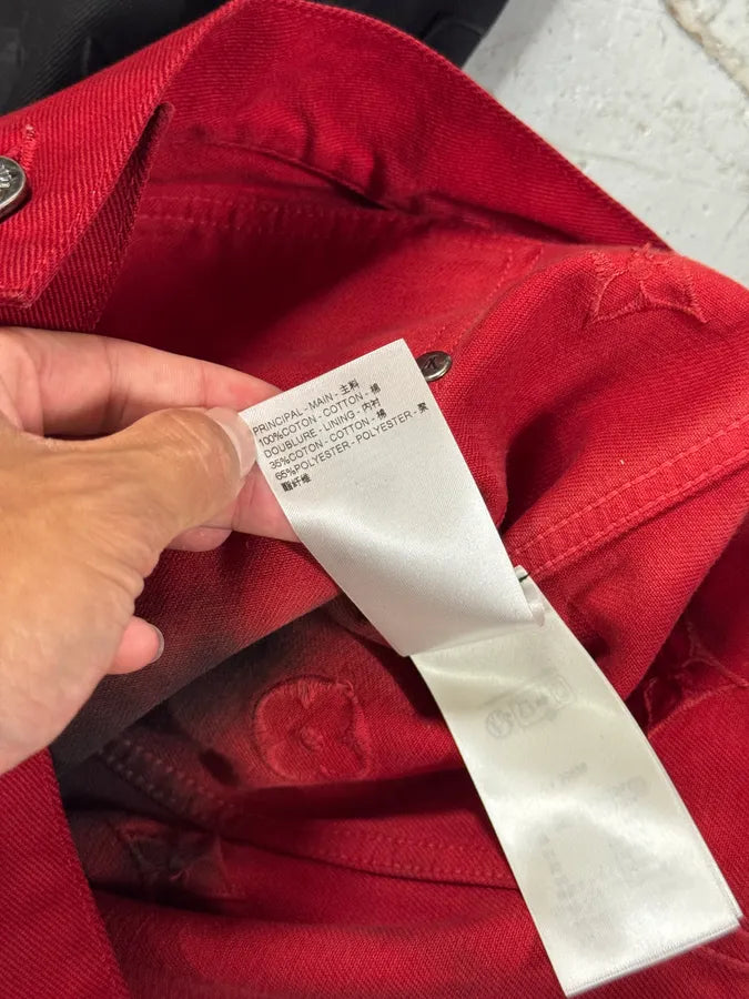 FW2024 Louis Vuitton Embroidered Red Evil Gradient Black Denim Jacket vIDXpot 13